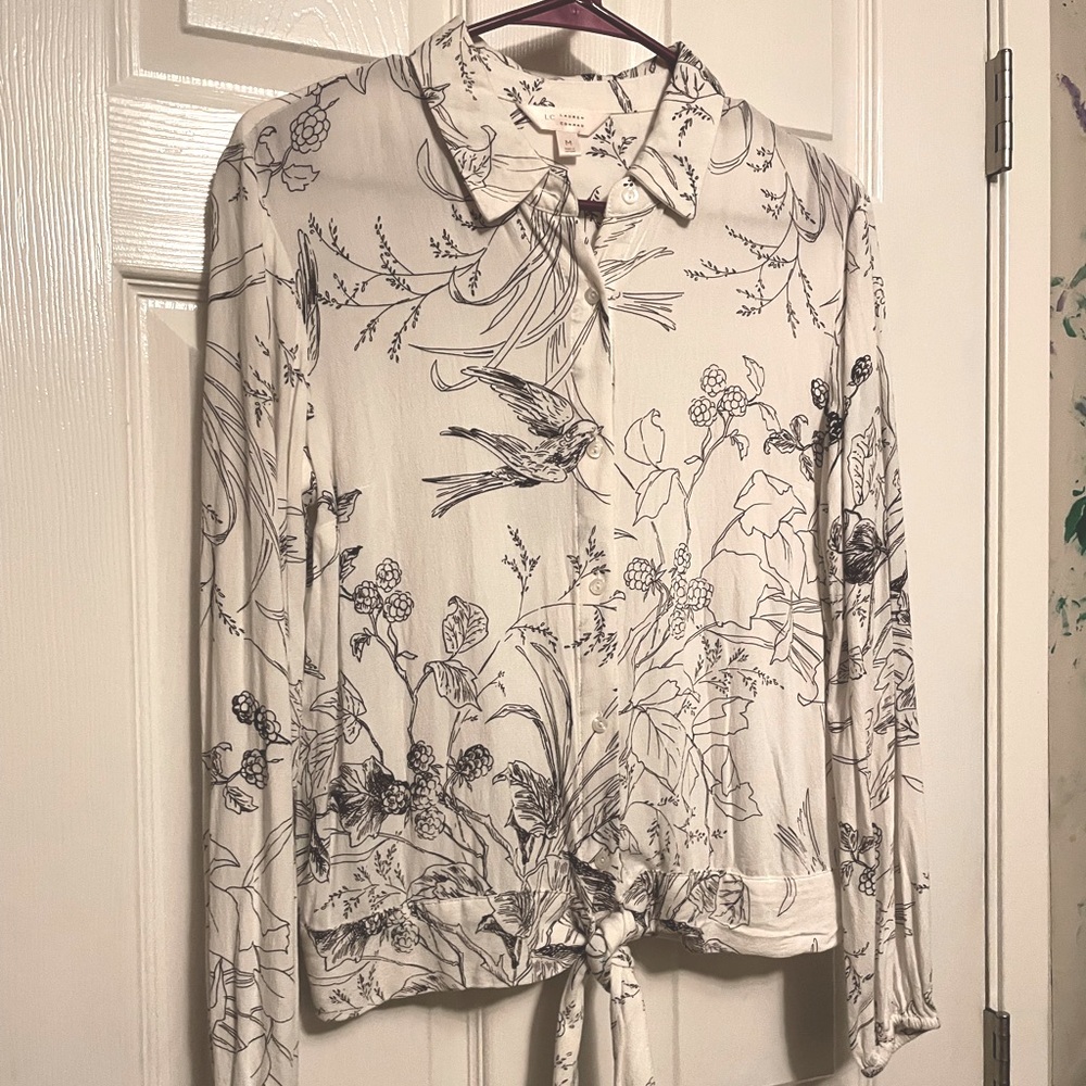Lauren Conrad top, size medium, white with brown